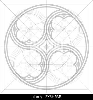 Geometrisches Diagramm Zeichnung Gothic Fenster Stock Vektor