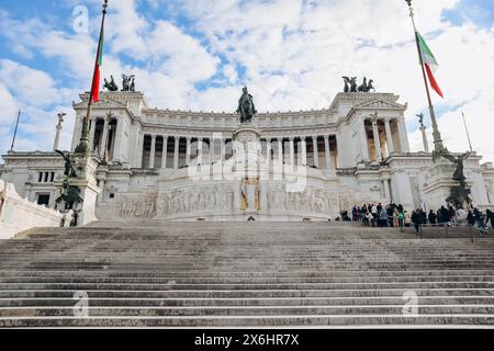 Rom, Italien - 27.12.2023: Das Nationaldenkmal Victor Emmanuel II., auch als Vittoriano oder Altare della Patria bekannt, ein großes Nationaldenkmal in Stockfoto