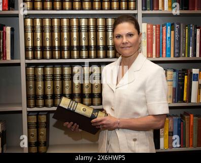 Stockholm, Schweden. Mai 2024. Kronprinzessin Victoria von Schweden nimmt am Mittwoch, 15. Mai 2024, an der schwedischen Akademie in Stockholm Teil. Foto: Anders Wiklund/TT/Code 10040 Credit: TT News Agency/Alamy Live News Stockfoto