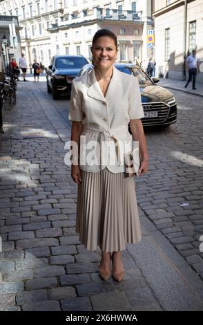 Stockholm, Schweden. Mai 2024. Kronprinzessin Victoria von Schweden nimmt am Mittwoch, 15. Mai 2024, an der schwedischen Akademie in Stockholm Teil. Foto: Anders Wiklund/TT/Code 10040 Credit: TT News Agency/Alamy Live News Stockfoto