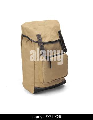 Canvas Rucksack isoliert auf weißem Hintergrund Stockfoto