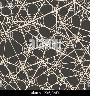 Nahtlose Vektormuster Hand gezeichnet endlose Spinnennetz, großartig für Halloween Dekor, Textil, Scrapbook. Vektorabbildung Stock Vektor