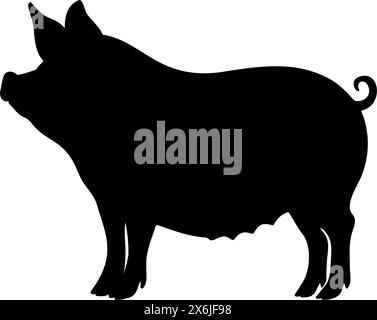 Illustration des Vektors für die Silhouette des Schweins Stock Vektor