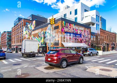 Straßenszene auf der Wythe Avenue, Williamsburg, Brooklyn, New York City Stockfoto