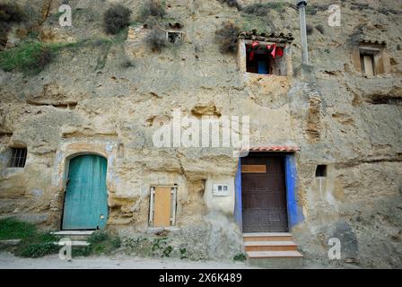 Höhlenhäuser in Bardenas Reales, Navarra, Spanien Stockfoto