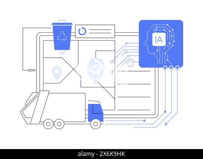 KI-gestützte Abfallwirtschaft abstrakte Konzeptvektorillustration. Stock Vektor