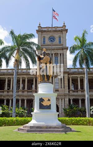 König Kamehameha Statue, Honolulu, Oahu, Hawaii Stockfoto