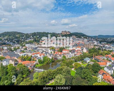 Aus der Vogelperspektive Marburg, Lahn, Hessisches Bergland, Lahntal, Hessen, Deutschland Stockfoto