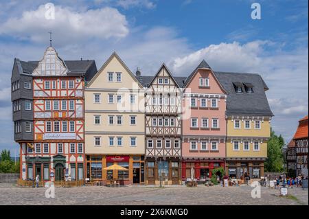 Marktplatz im Freilichtmuseum Hessenpark bei Neu-Anspach im Taunus, Hessen, Deutschland Stockfoto