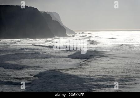 In Praia Grande an der Atlantikküste von Sintra, Portugal Stockfoto
