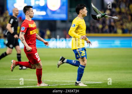 Dänemark. Mai 2024. Broendby IF ist Yuito Suzuki und Oliver Villadsen des FC Nordsjaelland während des 3F Superliga-Spiels zwischen Broendby IF und FC Nordsjaelland im Broendby Stadium in Broendby, Mittwoch, den 15. Mai 2024. (Foto: Mads Claus Rasmussen/Ritzau Scanpix) Credit: Ritzau/Alamy Live News Stockfoto