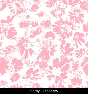 Pinkfarbenes Sakura-Blumenmuster. Nahtloser Hintergrund. Handzeichnung. Nicht AI, Vektorillustration Stock Vektor