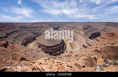 Die Goosenecks des San Juan River im Goosenecks State Park in Utah, USA am 22. April 2024 Stockfoto