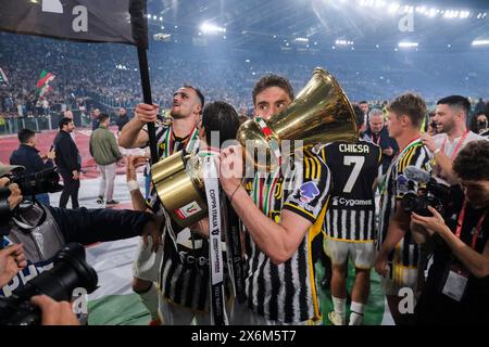 Während des Finalspiels zwischen Atalanta und Juventus im Stadio Olimpico am 15,2024. Mai in Rom. Stockfoto