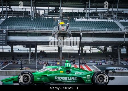 Speedway, in, USA. Mai 2024. MARCUS ARMSTRONG (11) aus Christchurch, Neuseeland, überquert den Ziegelhof, während er für den 108. Lauf des Indianapolis 500 auf dem Indianapolis Motor Speedway in Speedway, IN, trainiert. (Credit Image: © Grindstone Media Group/ASP) NUR REDAKTIONELLE VERWENDUNG! Nicht für kommerzielle ZWECKE! Stockfoto