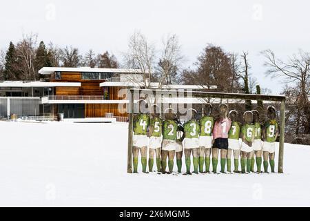 Buchheim Museum of Fantasy mit Schnee im Winter, Bernried, Starnberger See, Fünfseenland, Pfaffenwinkel, Oberbayern, Bayern, Deutschland Stockfoto