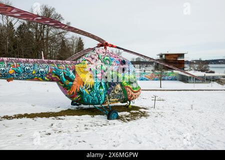 Buchheim Museum of Fantasy mit Schnee im Winter, Bernried, Starnberger See, Fünfseenland, Pfaffenwinkel, Oberbayern, Bayern, Deutschland Stockfoto