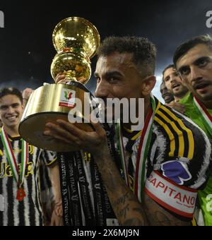 Rom, Italien. Mai 2024. Danilo feiert nach dem Finale des italienischen Pokals zwischen Atalanta und dem FC Juventus am 15. Mai 2024 in Rom. Quelle: Augusto Casasoli/Xinhua/Alamy Live News Stockfoto