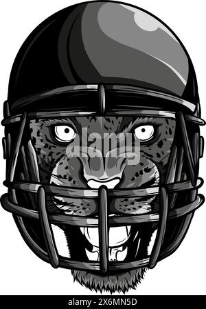 Cooles Tier mit Rugby-Helm Extreme-Sportspiel Wild Cat Leopard Stock Vektor