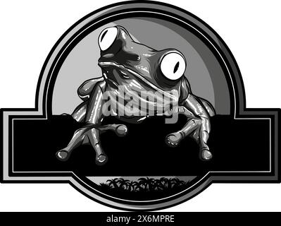 Schwarzweiß-Symbol für Frosch. Umriss in Schwarz. Logo der Vektordarstellung auf weißem Hintergrund Stock Vektor