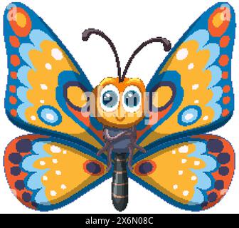 Lebendiger, skurriler Schmetterling mit mädchenähnlichen Details Stock Vektor