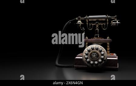 Ein altes Telefon, das auf Glanz poliert wurde - 3D-Illustration Stockfoto