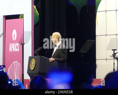 Walter E Washington Convention Center, 801 Allen Y. Lew Place NW, Washington, DC 20001. Mai 2024. US-Präsident Joe Biden hält die Keynote auf der politisch einflussreichen Gala der APAICS Summit Awards 2024 in Washington DC. ©Julia Mineeva/EGBN TV News/Alamy Live News Stockfoto