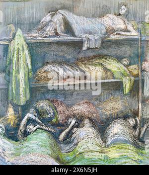 Henry Moore - Shelter Scene - Kojen und Schlafplätze - 1941 Stockfoto