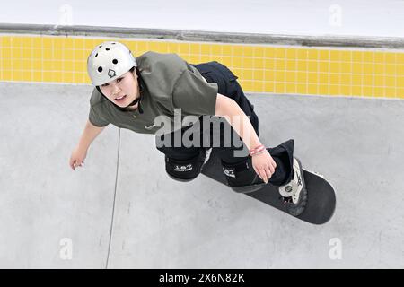 Shanghai, China. Kredit: MATSUO. Mai 2024. Kisa Nakamura (JPN) Skateboarding : OQS olympische Qualifikationsserie für paris 2024 Women's Park Vorspiele am Huangpu River in Shanghai, China. Kredit: MATSUO . K/AFLO SPORT/Alamy Live News Stockfoto