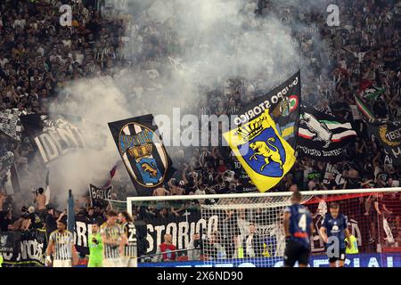 Rom, Italien 15.05.2024: JUVENTUS-FANS beim ITALIENCUP 2023-2024, Coppa Italia Frecciarossa, Fußballspiel Atalanta Bergamasca gegen FC Juventus Stockfoto