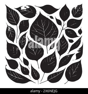 Silhouetten Set aus schwarzem Blatt-Ink. Vektor-isolierte Abbildung Stock Vektor