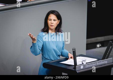 Annalena Baerbock, Bundesaussenministerin, aufgenommen waehrend einer Rede im Deutschen Bundestag in Berlin, 16.05.2024. Berlin Deutschland *** Annalena Baerbock, Bundesaußenministerin, aufgenommen während einer Rede im Deutschen Bundestag in Berlin, 16 05 2024 Berlin Deutschland Copyright: xJulianexSonntagxphotothek.dex Stockfoto