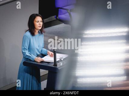 Annalena Baerbock, Bundesaussenministerin, aufgenommen waehrend einer Rede im Deutschen Bundestag in Berlin, 16.05.2024. Berlin Deutschland *** Annalena Baerbock, Bundesaußenministerin, aufgenommen während einer Rede im Deutschen Bundestag in Berlin, 16 05 2024 Berlin Deutschland Copyright: xJulianexSonntagxphotothek.dex Stockfoto