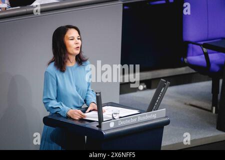 Annalena Baerbock, Bundesaussenministerin, aufgenommen waehrend einer Rede im Deutschen Bundestag in Berlin, 16.05.2024. Berlin Deutschland *** Annalena Baerbock, Bundesaußenministerin, aufgenommen während einer Rede im Deutschen Bundestag in Berlin, 16 05 2024 Berlin Deutschland Copyright: xJulianexSonntagxphotothek.dex Stockfoto