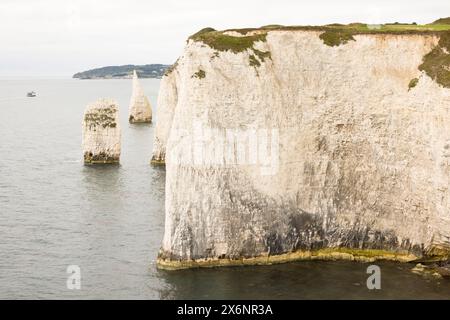 Die Pinnacles, Der Alte Harry Rocks. Das Meer stapelt sich vor der Jurassic Coast, UNESCO-Weltkulturerbe in Dorset, Großbritannien Stockfoto