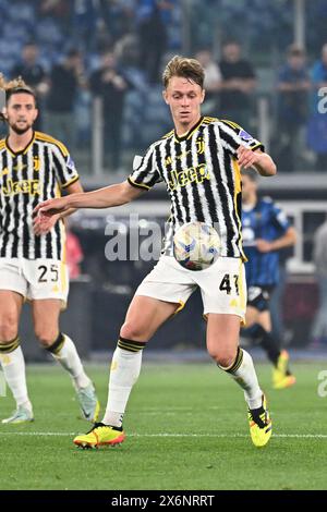 Roma, Italien. Mai 2024. Juventus' Hans Nicolussi im Finale des italienischen Pokals zwischen Atalanta und Juventus im Olympiastadion in Rom, Italien, am Mittwoch, den 15. Mai 2024. (Tano Pecoraro/LaPresse) Credit: LaPresse/Alamy Live News Stockfoto