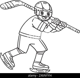 Eishockeyspieler Hält Stock Isoliert Färbung Stock Vektor