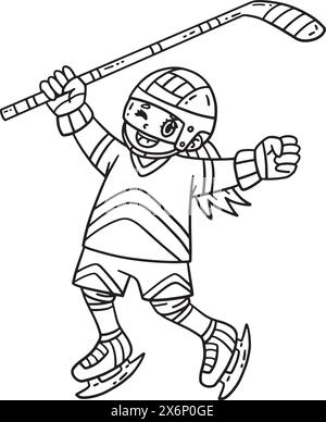 Eishockeyspieler Springt Isoliert Auf Der Malseite Stock Vektor