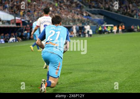 Sankt Petersburg, Russland. Mai 2024. Aleksander Erochhin (21) von Zenit, der während des russischen Fußballspiels 2023/2024 zwischen Zenit Sankt Petersburg und CSKA Moskau in der Gazprom Arena im Einsatz war. Zenit 0:0 CSKA (5:4, Elfmeterschießen), Zenit hat das Superfinale des russischen Fußballpokals erreicht. Quelle: SOPA Images Limited/Alamy Live News Stockfoto