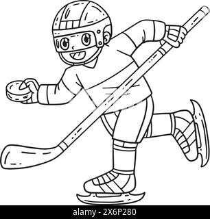 Eishockeyspieler Hockeyschläger Und Puck Isoliert Stock Vektor