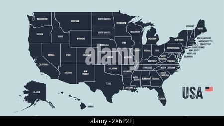 USA-Karte. Posterkarte der Vereinigten Staaten von Amerika Stock Vektor
