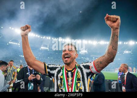 Rom, Italie. Mai 2024. Danilo (Juventus FC) feiert während des Italienischen Pokals, Coppa Italia, des letzten Fußballspiels zwischen Atalanta BC und Juventus FC am 15. Mai 2024 im Stadio Olimpico in Rom, Italien - Foto Morgese-Rossini/DPPI Credit: DPPI Media/Alamy Live News Stockfoto