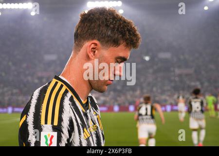 Rom, Italie. Mai 2024. Dusan Vlahovic (Juventus FC) während des Italienischen Cups, Coppa Italia, Finale des Fußballspiels zwischen Atalanta BC und Juventus FC am 15. Mai 2024 im Stadio Olimpico in Rom, Italien - Foto Morgese-Rossini/DPPI Credit: DPPI Media/Alamy Live News Stockfoto