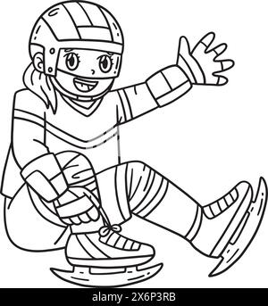 Eishockey Weibliche Spielerin Trägt Schuhe Isoliert Stock Vektor