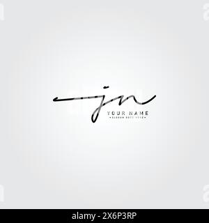JN Simple Signature Logo - handgeschriebene Vektorvorlage für J und N Logo Stock Vektor