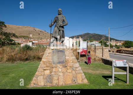 Rodrigo Díaz de Vivar, El Cid Campeador, Obra de Luis Moreno Cutando, inaugurada en 1999 con Motivo del noveno Centenario de La muerte del Cid, el Municipio de Poyo del Cid Calamocha, Provincia de Huesca, Aragón, Spanien, Europa. Stockfoto