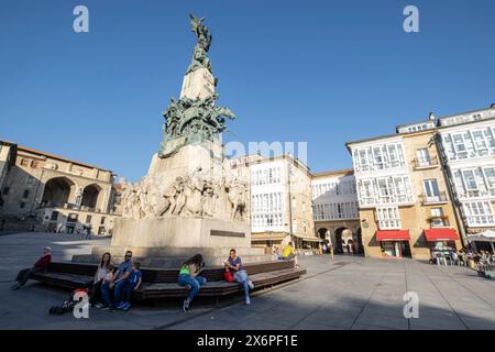 Gedenkdenkmal der Schlacht von Vitoria, Plaza de la Virgen Blanca, Vitoria, Álava, autonome Gemeinschaft des Baskenlandes, Spanien. Stockfoto