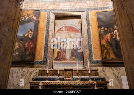 Kapelle der Verkündigung, 16. Jahrhundert, Melozzo da Forli, Pantheon von Agrippa, 126 v. Chr. Roma, Latium, Italien. Stockfoto