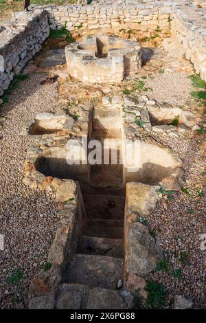 Taufbecken der Basilika Son Peretó des paläochristlichen Kultes, archäologische Stätte Son Peretó, Manacor, Mallorca, Balearen, Spanien. Stockfoto