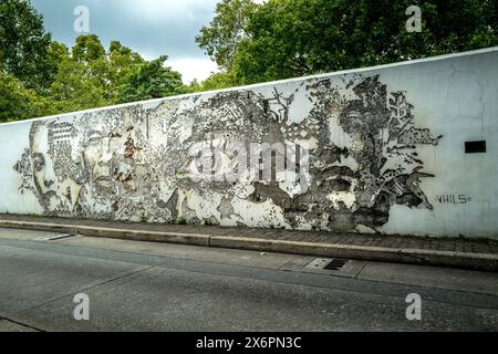 Streat-Kunst in Bangkok Thailand von dem portugiesischen Künstler Vhils Stockfoto